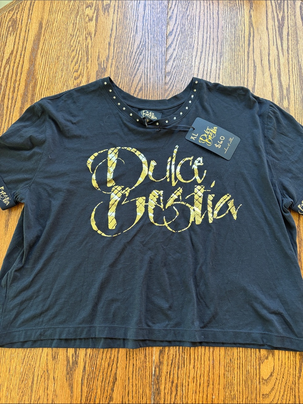Dulce-Bestia House of Skye crop T-shirt in gold 1 of 50